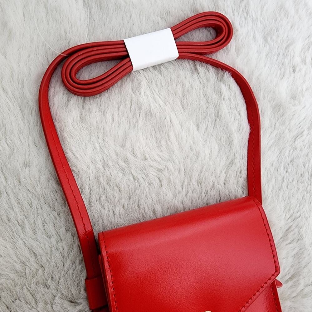 NWT J.Crew Gracie Red Leather Phone Crossbody Bag Mini Envelope Clutch Handbag - Picture 5 of 10